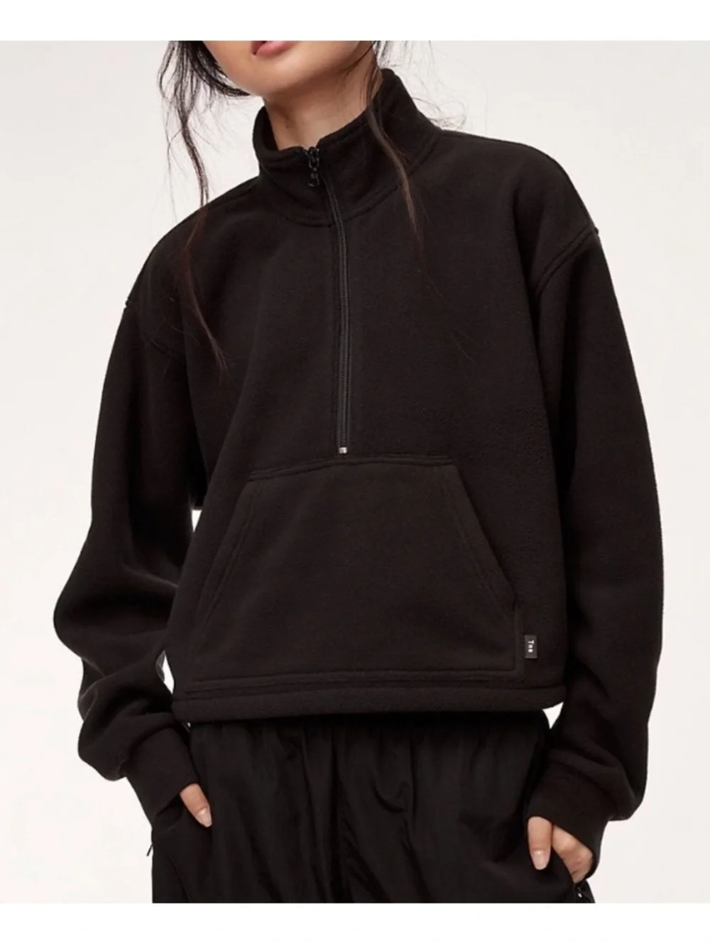 Aritzia TNA Lena Polar 1/2 Half Zip Fleece Sweater Pullover Light Green S - Picture 7 of 11